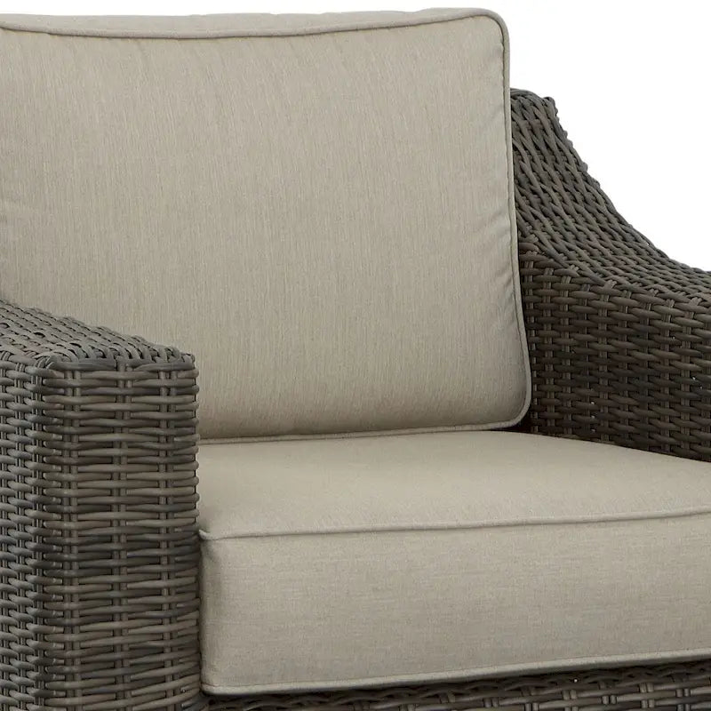 Fauteuil lounge pivotant en osier Jarrow, marron/gris