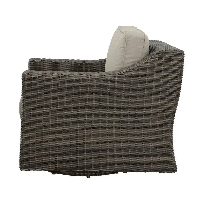 Fauteuil lounge pivotant en osier Jarrow, marron/gris