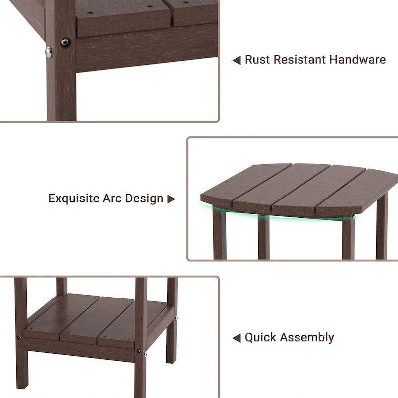 Table d'appoint d'extérieur pour chaises Adirondack, tables d'appoint résistantes aux intempéries, à l'humidité, imperméables et antitaches