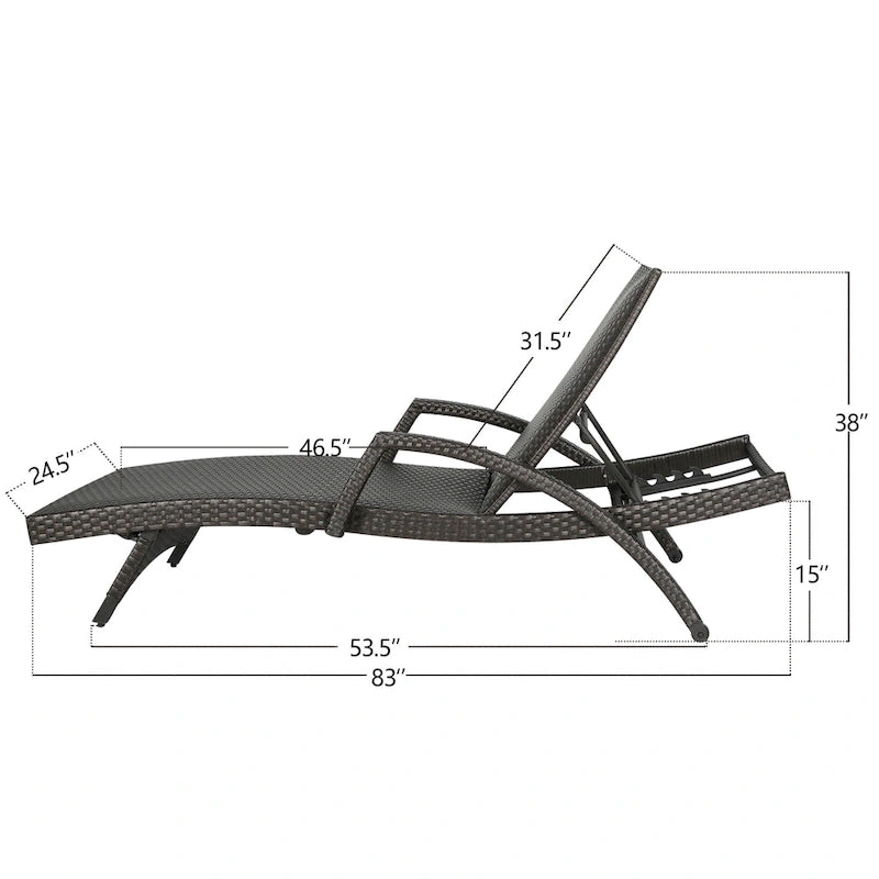 Chaises longues d'extérieur en aluminium tissé rembourré (lot de 2) - Ne rouille pas