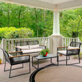 Outdoor 4-Piece Wicker Sectional Sofa Set with Cushions