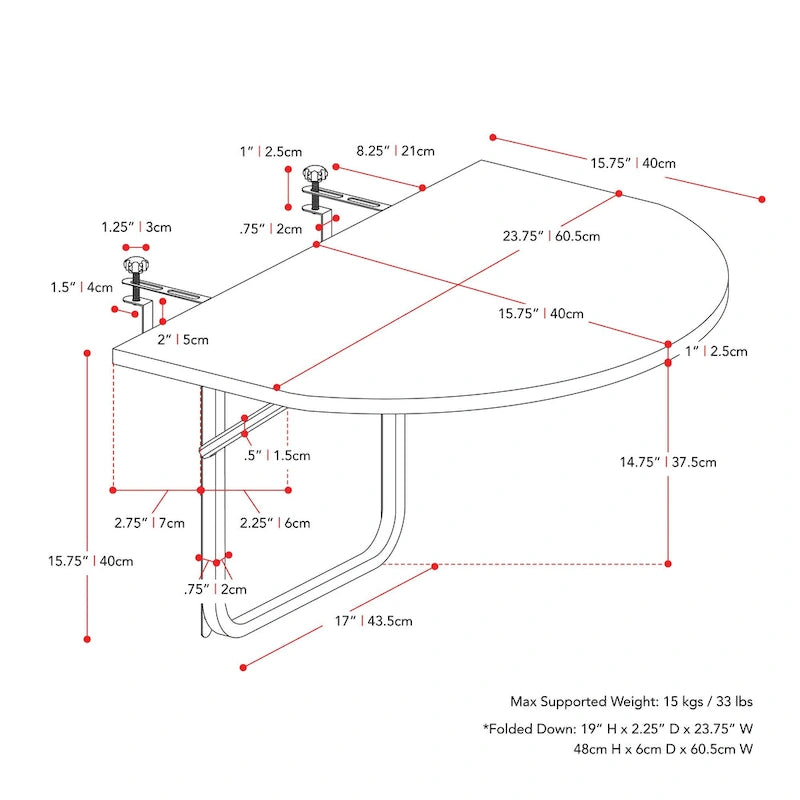 Table de balcon pliable en rotin noir Parksville de CorLiving