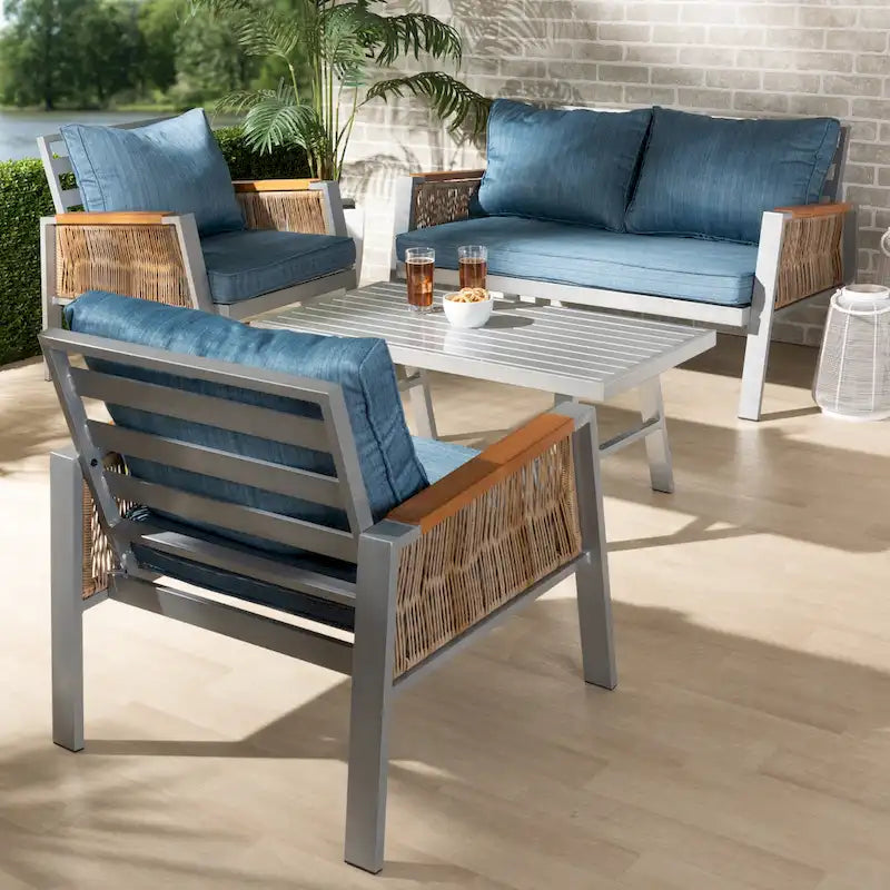 Ensemble de salon de patio extérieur 4 pièces Nicholson Moderne et contemporain