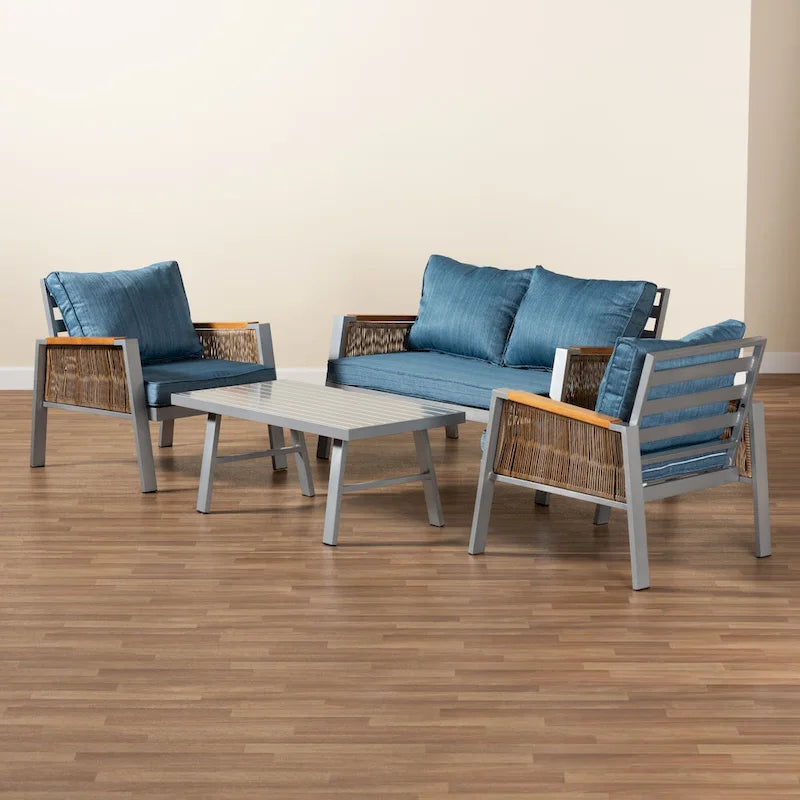 Ensemble de salon de patio extérieur 4 pièces Nicholson Moderne et contemporain