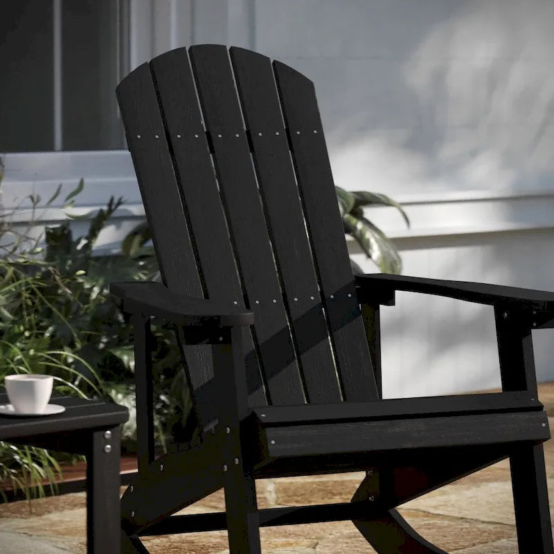 Ensemble de 2 chaises berçantes Adirondack en résine avec 1 table d'appoint