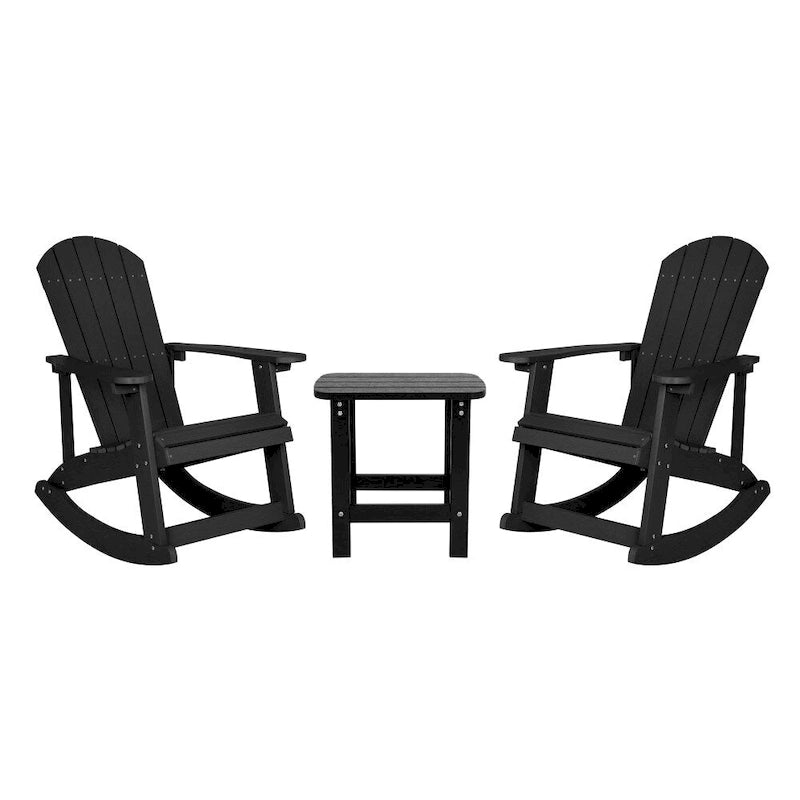Ensemble de 2 chaises berçantes Adirondack en résine avec 1 table d'appoint