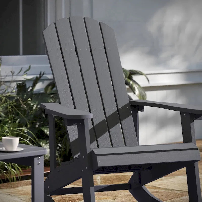 Ensemble de 2 chaises berçantes Adirondack en résine avec 1 table d'appoint