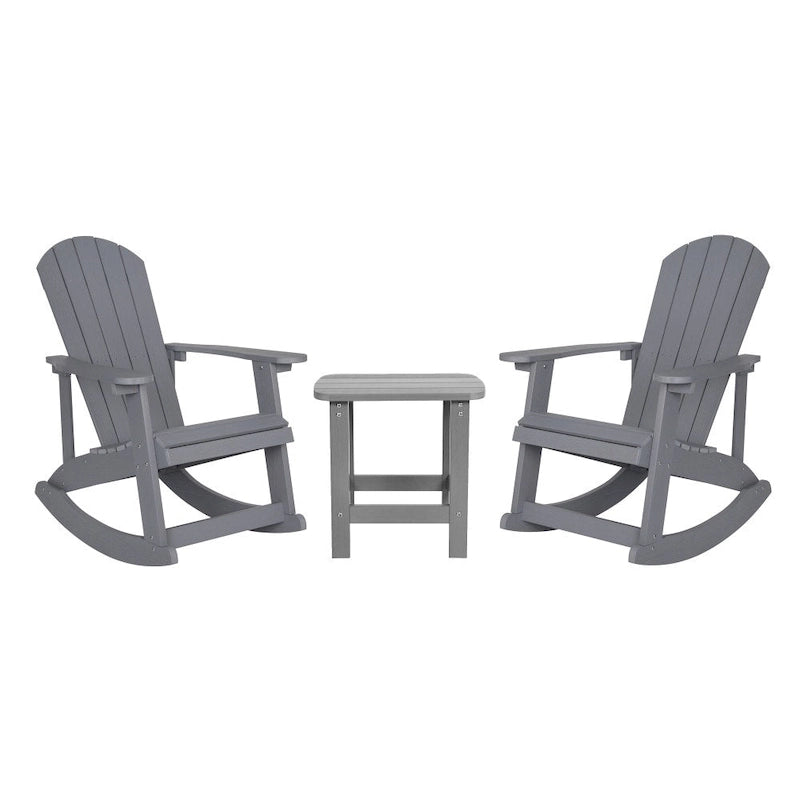 Ensemble de 2 chaises berçantes Adirondack en résine avec 1 table d'appoint