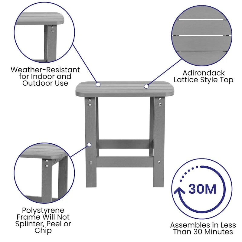 Ensemble de 2 chaises berçantes Adirondack en résine avec 1 table d'appoint
