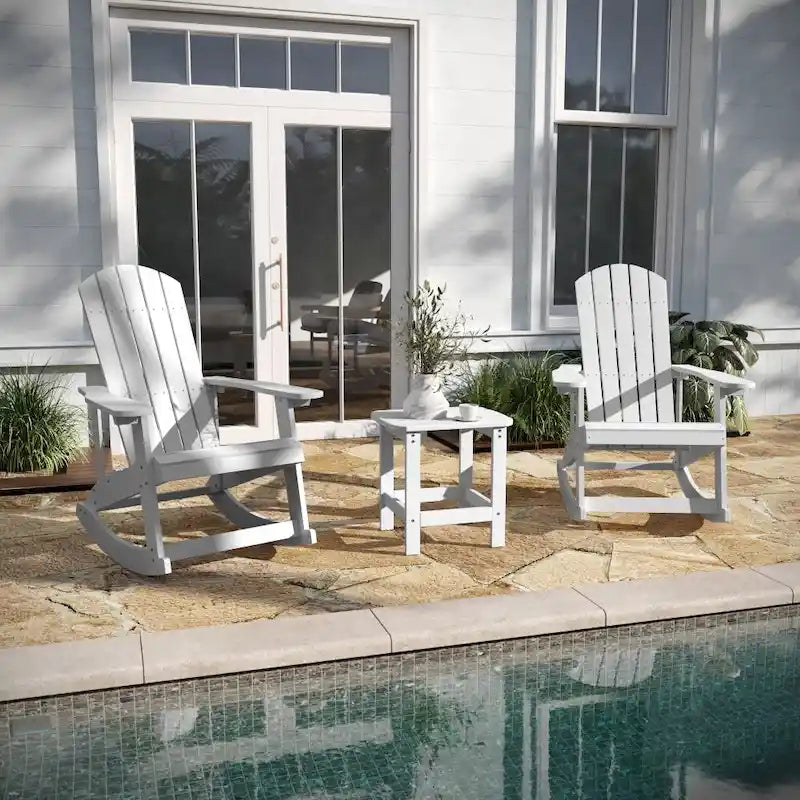 Ensemble de 2 chaises berçantes Adirondack en résine avec 1 table d'appoint