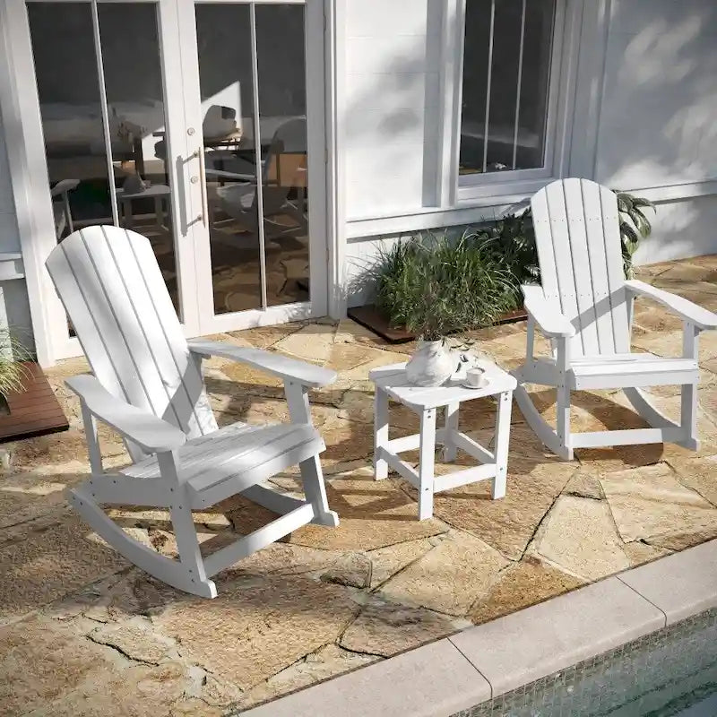 Ensemble de 2 chaises berçantes Adirondack en résine avec 1 table d'appoint