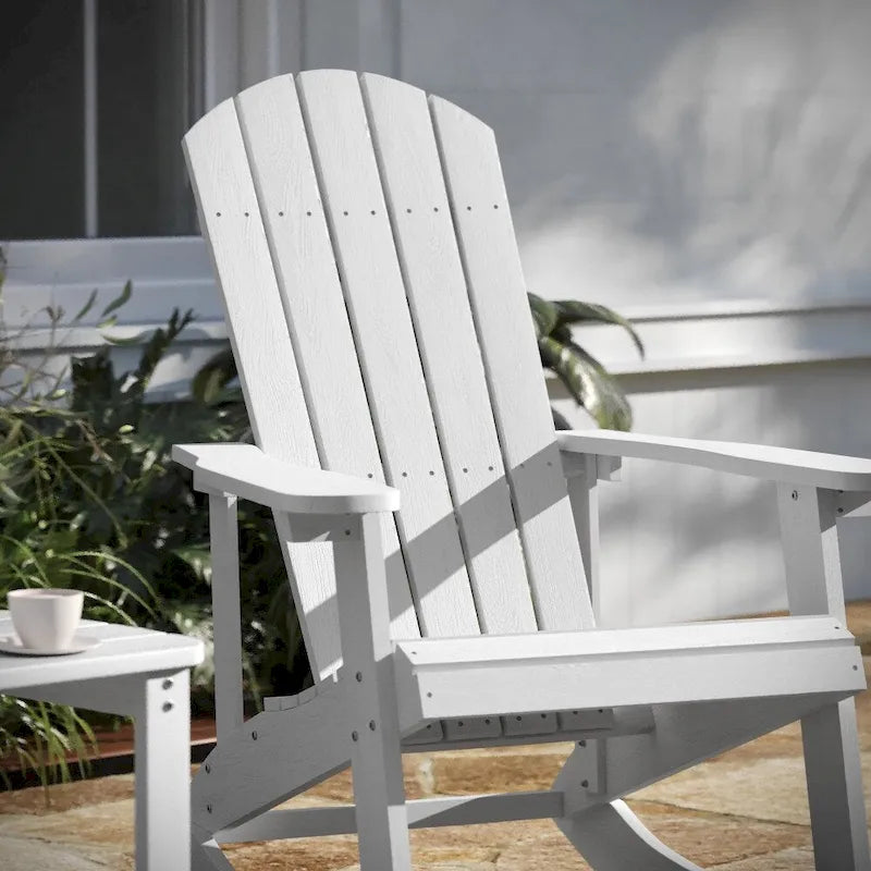 Ensemble de 2 chaises berçantes Adirondack en résine avec 1 table d'appoint