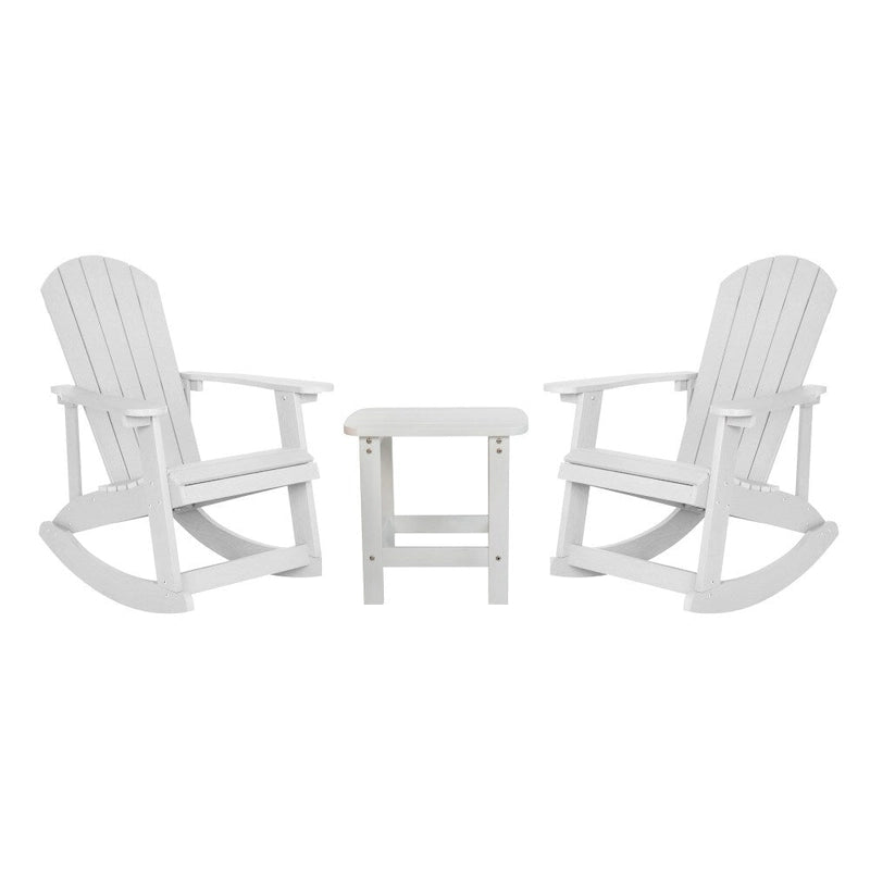 Ensemble de 2 chaises berçantes Adirondack en résine avec 1 table d'appoint