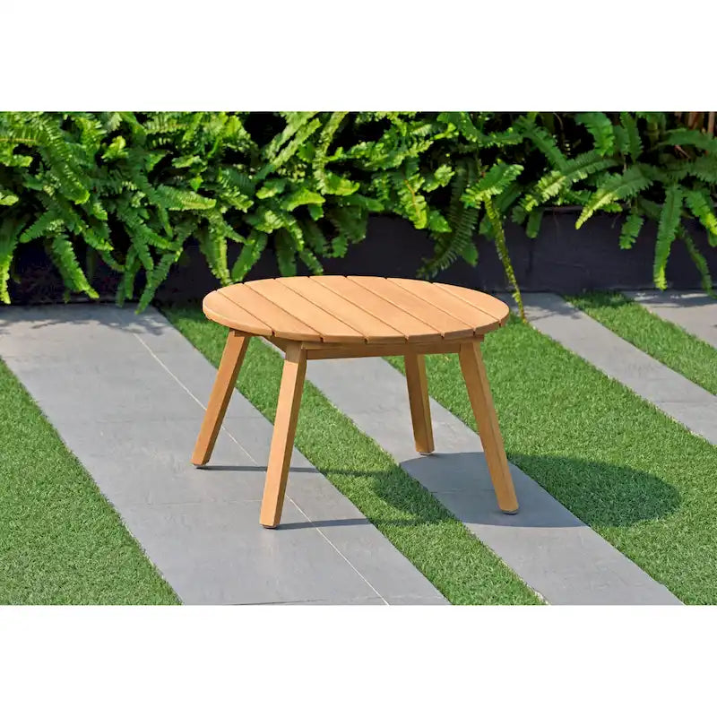 Amazonia Zanzibar Round Side Table with Teak Finish - 13 H x 20 L x 20 W