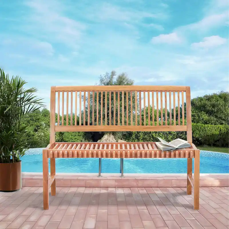 Banc d'extérieur en teck Chic Teak Castle pour patio et jardin sans accoudoirs, 1,20 m