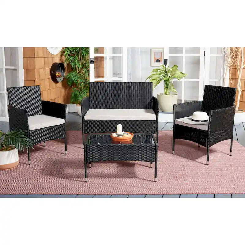 SAFAVIEH Amiyah, ensemble de conversation d'extérieur 4 pièces - 42L x 33P x 23H