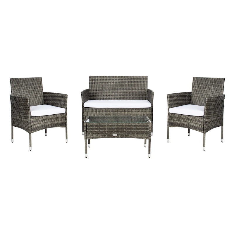 SAFAVIEH Amiyah, ensemble de conversation d'extérieur 4 pièces - 42L x 33P x 23H
