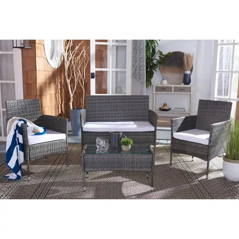 SAFAVIEH Amiyah, ensemble de conversation d'extérieur 4 pièces - 42L x 33P x 23H