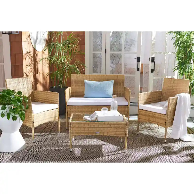 SAFAVIEH Amiyah, ensemble de conversation d'extérieur 4 pièces - 42L x 33P x 23H