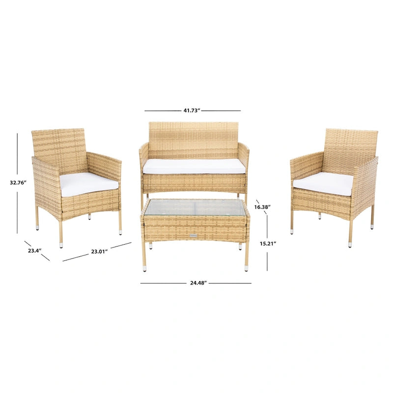 SAFAVIEH Amiyah, ensemble de conversation d'extérieur 4 pièces - 42L x 33P x 23H