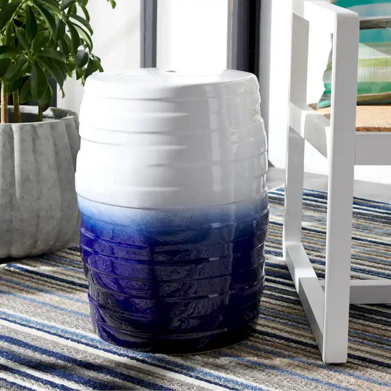 SAFAVIEH Ansa Tabouret de jardin décoratif en céramique bleu dégradé, intérieur/extérieur