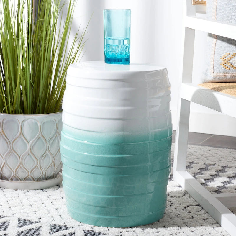 SAFAVIEH Ansa Tabouret de jardin décoratif en céramique bleu dégradé, intérieur/extérieur