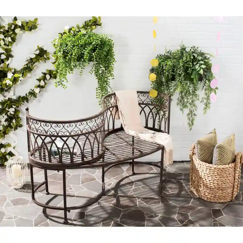 Banc de jardin victorien en fer forgé Citlalli de SAFAVIEH – 44 po L x 24 po P x 31 po H