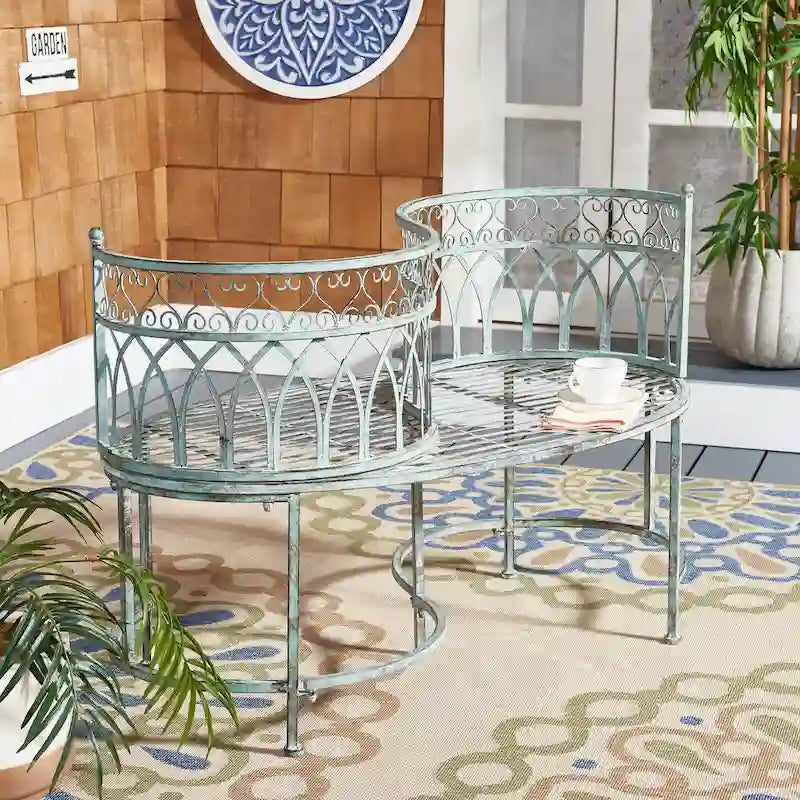 Banc de jardin victorien en fer forgé Citlalli de SAFAVIEH – 44 po L x 24 po P x 31 po H