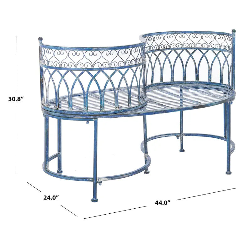 Banc de jardin victorien en fer forgé Citlalli de SAFAVIEH – 44 po L x 24 po P x 31 po H