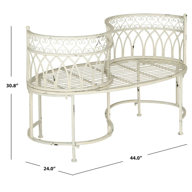 Banc de jardin victorien en fer forgé Citlalli de SAFAVIEH – 44 po L x 24 po P x 31 po H