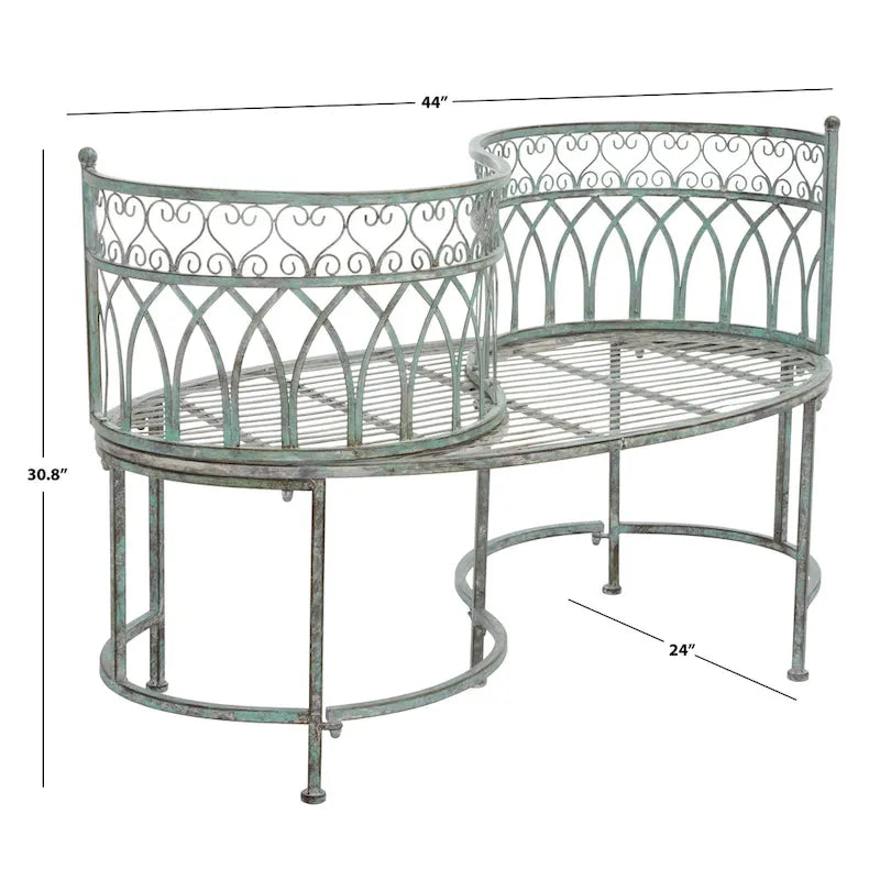 Banc de jardin victorien en fer forgé Citlalli de SAFAVIEH – 44 po L x 24 po P x 31 po H