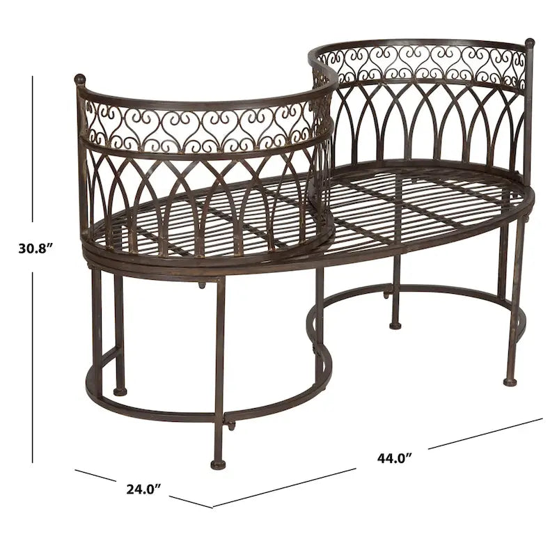 Banc de jardin victorien en fer forgé Citlalli de SAFAVIEH – 44 po L x 24 po P x 31 po H