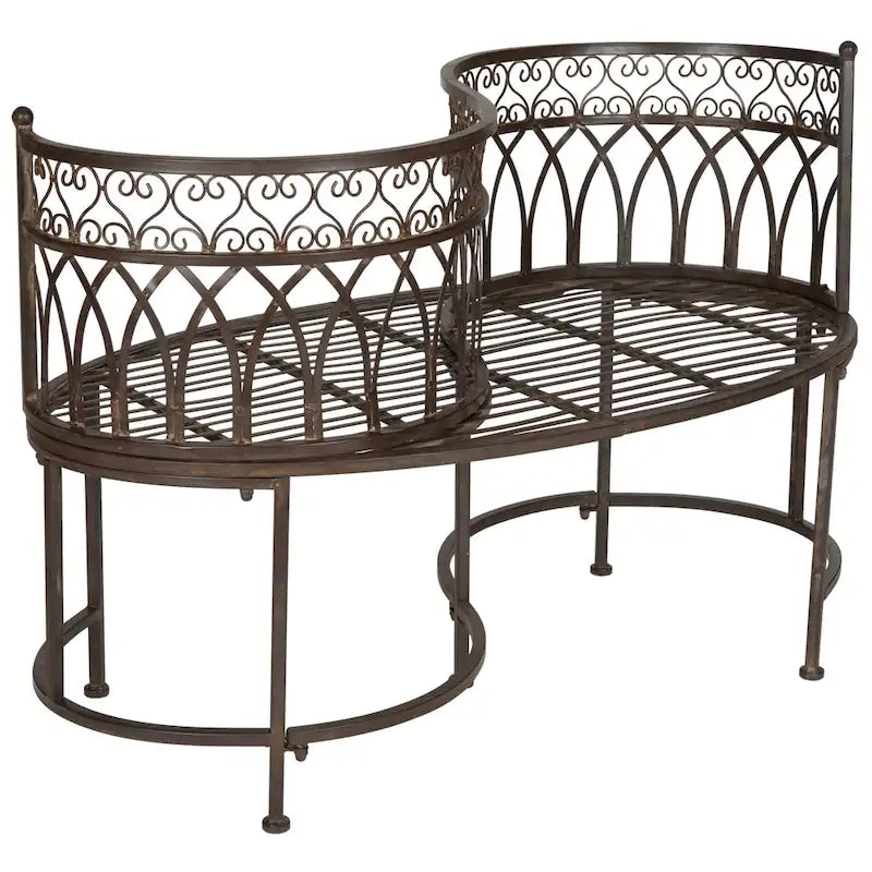 Banc de jardin victorien en fer forgé Citlalli de SAFAVIEH – 44 po L x 24 po P x 31 po H
