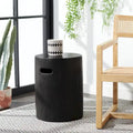 SAFAVIEH Reasilvia Table d'appoint ronde moderne en béton noir, utilisation intérieure/extérieure – 14.9 L x 14.9 l x 16.5 H – 15Wx15Dx17H