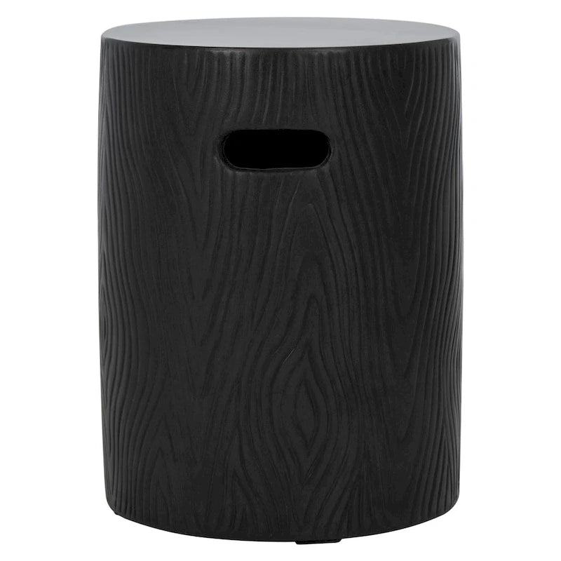 SAFAVIEH Reasilvia Table d'appoint ronde moderne en béton noir, utilisation intérieure/extérieure – 14.9 L x 14.9 l x 16.5 H – 15Wx15Dx17H