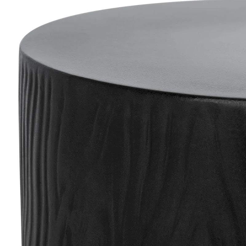 SAFAVIEH Reasilvia Table d'appoint ronde moderne en béton noir, utilisation intérieure/extérieure – 14.9 L x 14.9 l x 16.5 H – 15Wx15Dx17H