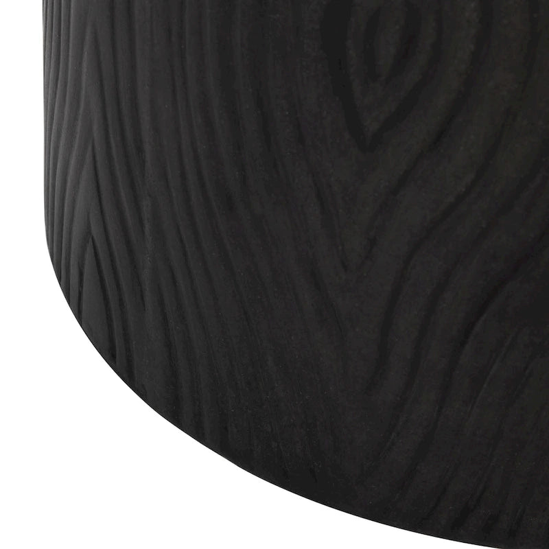 SAFAVIEH Reasilvia Table d'appoint ronde moderne en béton noir, utilisation intérieure/extérieure – 14.9 L x 14.9 l x 16.5 H – 15Wx15Dx17H