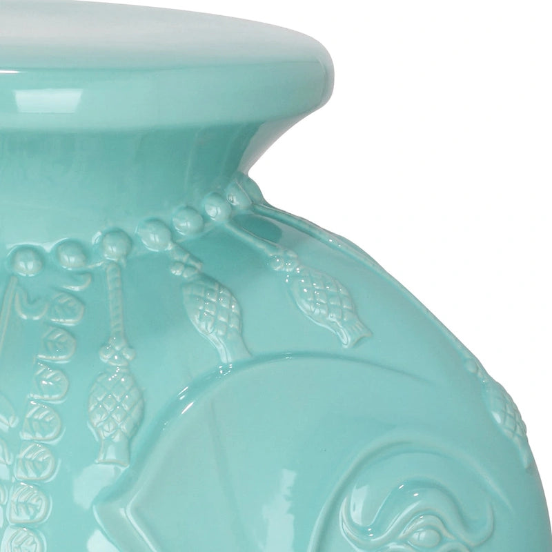 Tabouret de jardin décoratif en céramique blanche éléphant Ainara Paradise de SAFAVIEH