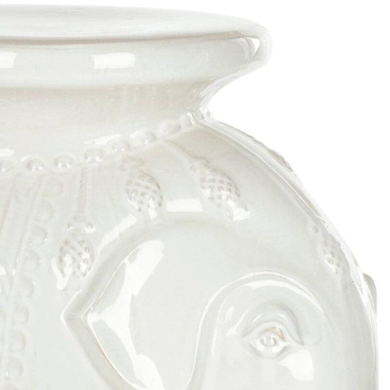 Tabouret de jardin décoratif en céramique blanche éléphant Ainara Paradise de SAFAVIEH