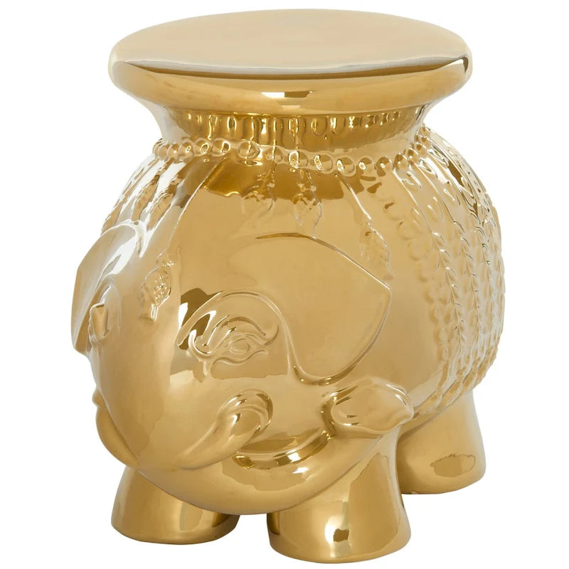 Tabouret de jardin décoratif en céramique blanche éléphant Ainara Paradise de SAFAVIEH
