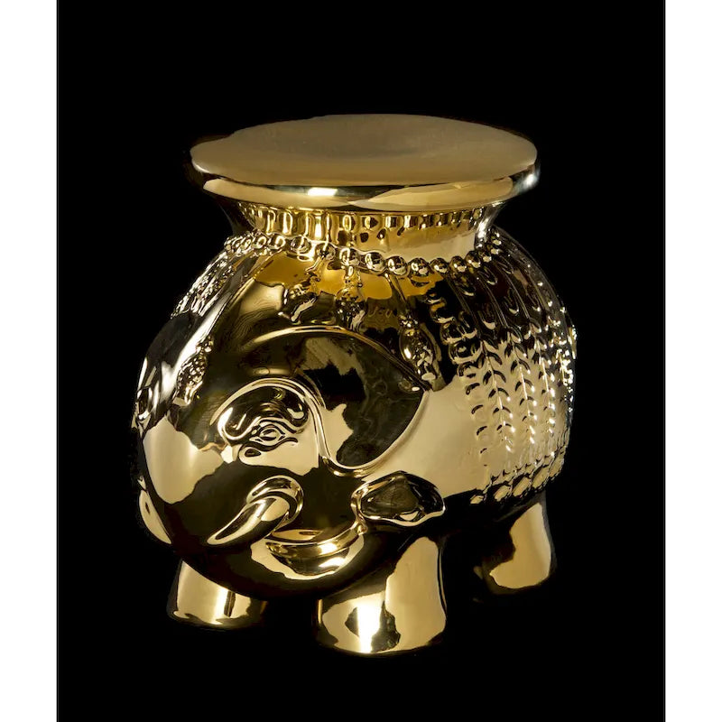 Tabouret de jardin décoratif en céramique blanche éléphant Ainara Paradise de SAFAVIEH