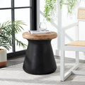 SAFAVIEH Muriele Table d'appoint ronde moderne en béton noir pour intérieur/extérieur - 16,5 L x 16,5 P x 18,1 H - 17Lx17Px18H