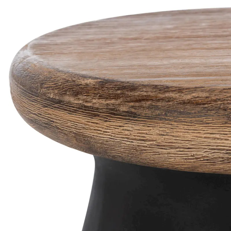 SAFAVIEH Muriele Table d'appoint ronde moderne en béton noir pour intérieur/extérieur - 16,5 L x 16,5 P x 18,1 H - 17Lx17Px18H