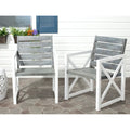 SAFAVIEH Corliss, fauteuil avec accoudoirs, cadre blanc/assise gris cendré (ensemble de 2) - 24 larg. x 25 prof. x 34 haut.