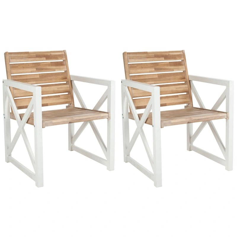 SAFAVIEH Corliss, fauteuil avec accoudoirs, cadre blanc/assise gris cendré (ensemble de 2) - 24 larg. x 25 prof. x 34 haut.