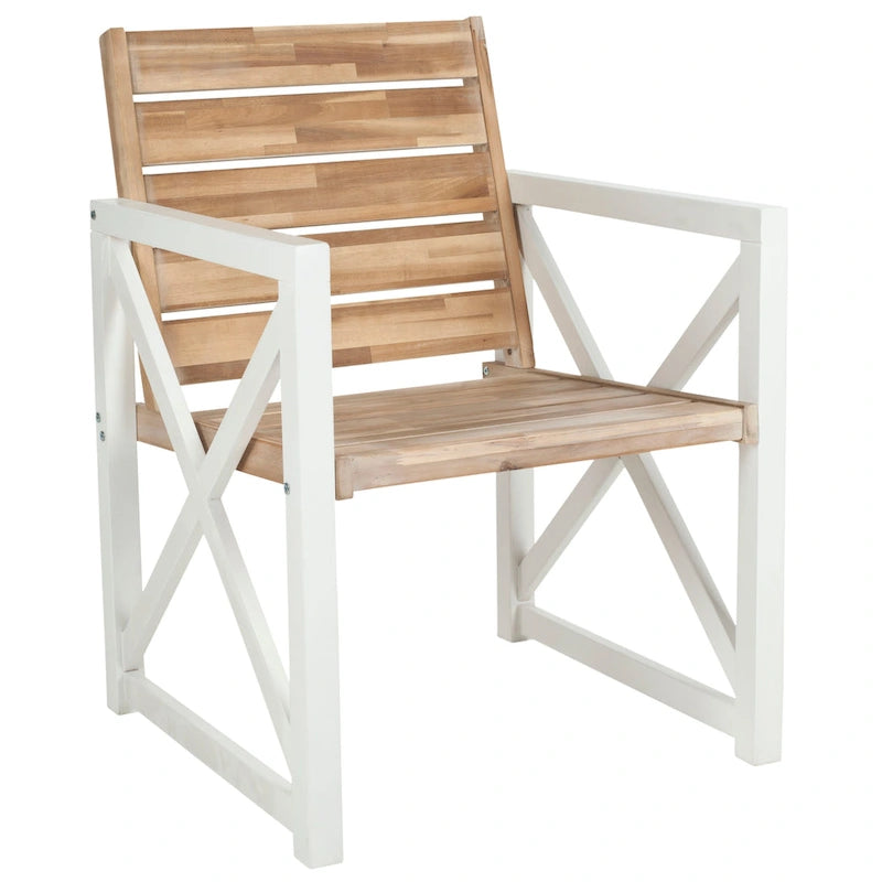 SAFAVIEH Corliss, fauteuil avec accoudoirs, cadre blanc/assise gris cendré (ensemble de 2) - 24 larg. x 25 prof. x 34 haut.