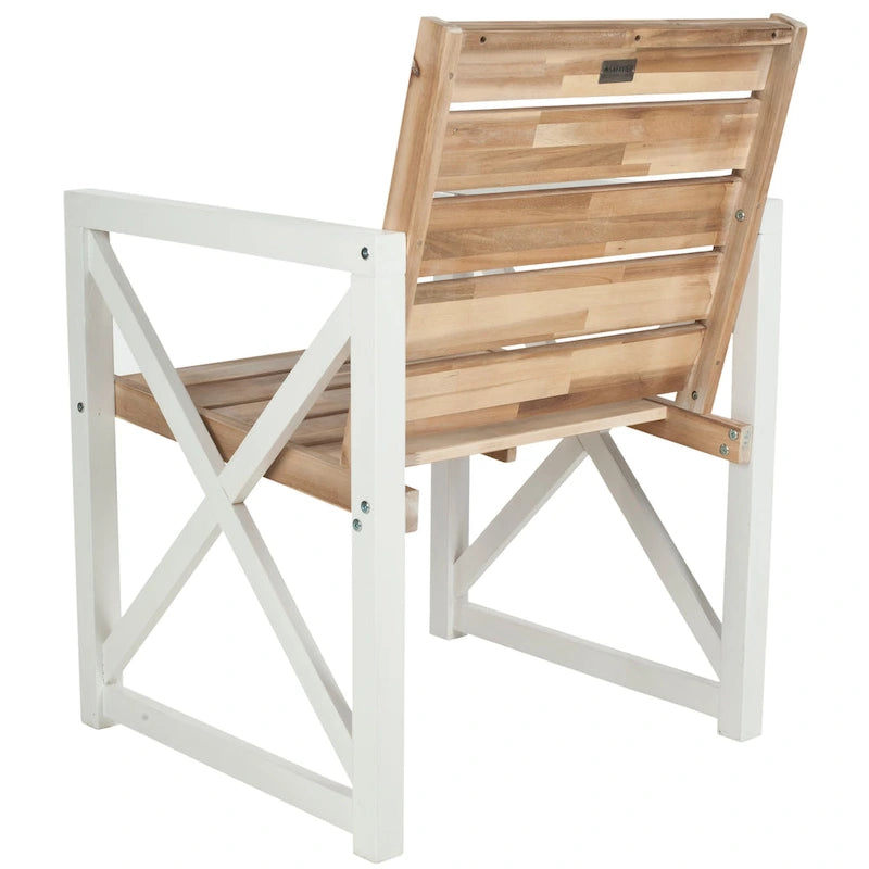 SAFAVIEH Corliss, fauteuil avec accoudoirs, cadre blanc/assise gris cendré (ensemble de 2) - 24 larg. x 25 prof. x 34 haut.