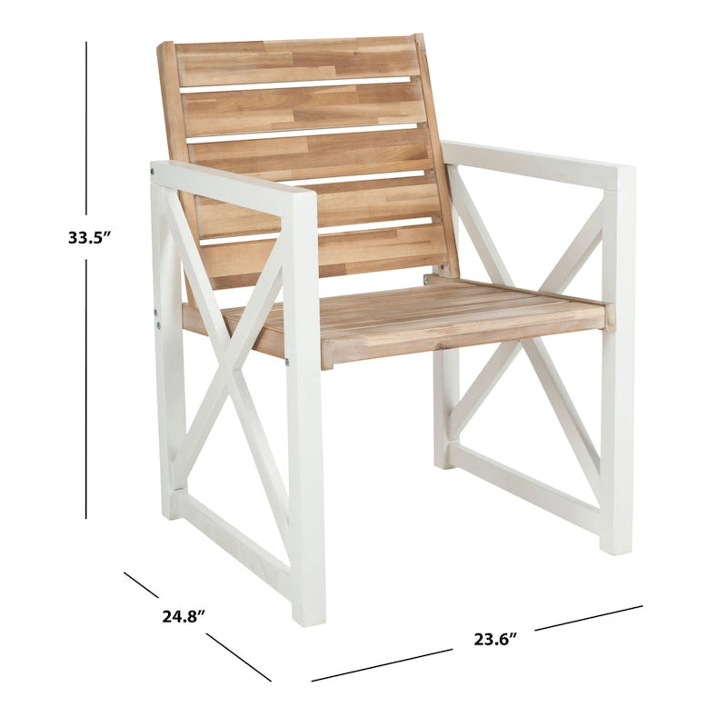 SAFAVIEH Corliss, fauteuil avec accoudoirs, cadre blanc/assise gris cendré (ensemble de 2) - 24 larg. x 25 prof. x 34 haut.
