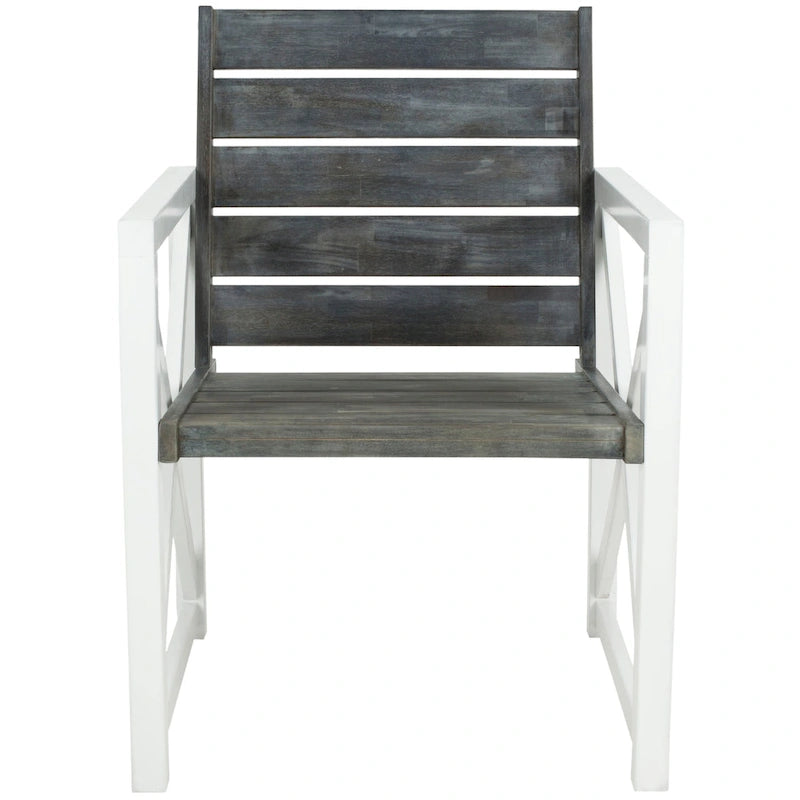 SAFAVIEH Corliss, fauteuil avec accoudoirs, cadre blanc/assise gris cendré (ensemble de 2) - 24 larg. x 25 prof. x 34 haut.