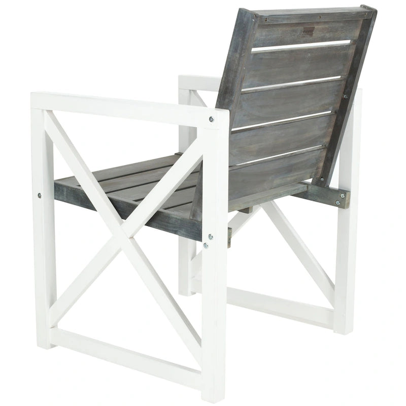 SAFAVIEH Corliss, fauteuil avec accoudoirs, cadre blanc/assise gris cendré (ensemble de 2) - 24 larg. x 25 prof. x 34 haut.